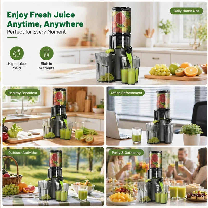 Cold Press Juicer Professional Slow Masticating Cold Press Juicer Kitchen Smoothie Blender Food Mixer Juicer Ice Crusher for Whole Fruits & Vegetables
