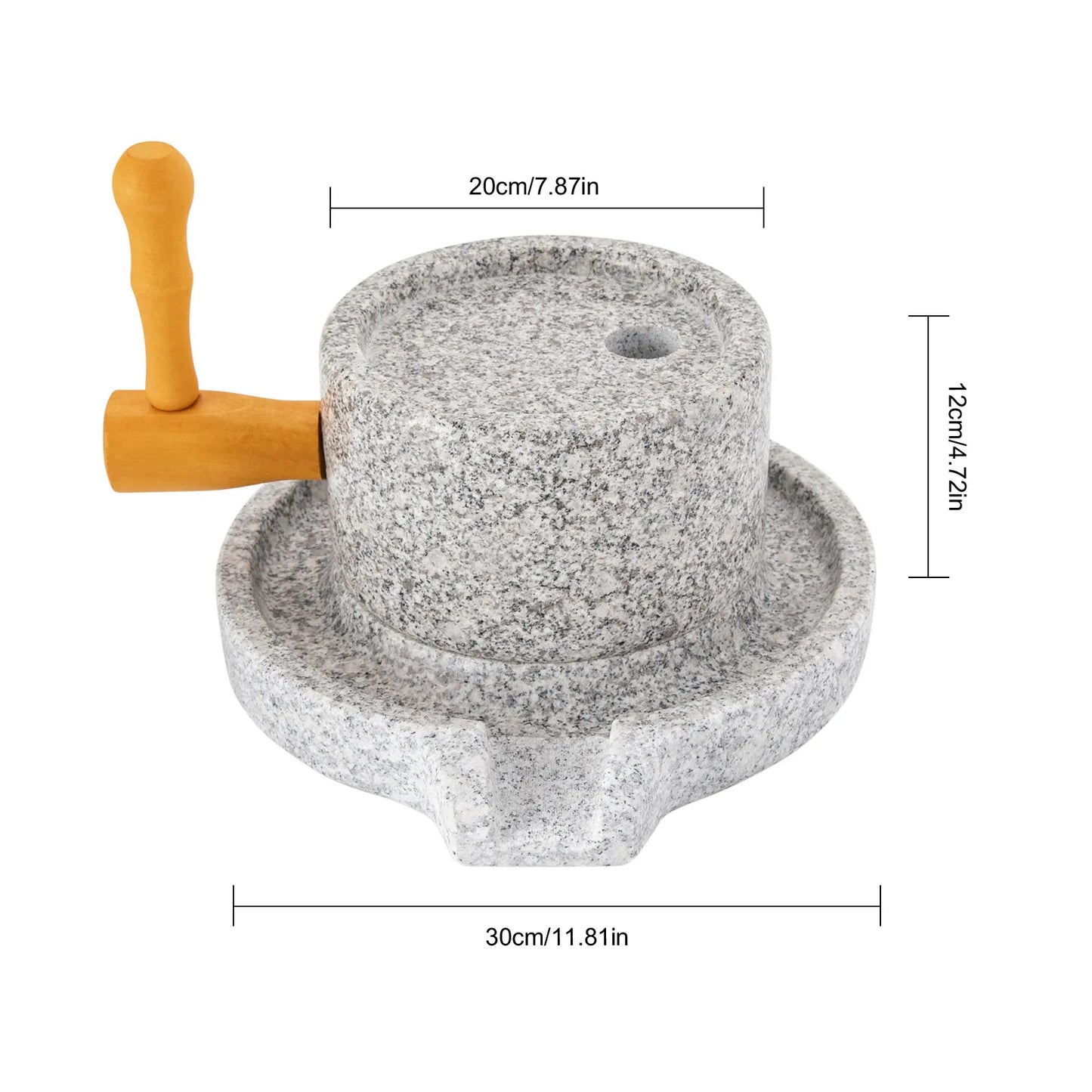 Traditional Granite Millstone Grinder Hand Crank with 304 Stainless Steel Core for Dry Wet Grinding Wheat Soybean Spices