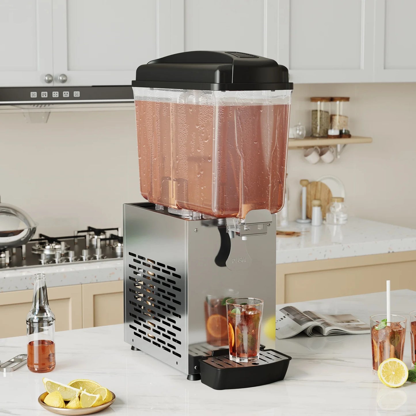 4.8 Gallon/18L Commercial Beverage Dispenser, 150W Stainless Steel Ice Tea & Drink Dispenser with Tank & Thermostat Control for Parties/Restaurants/Bars/Home/Cafes