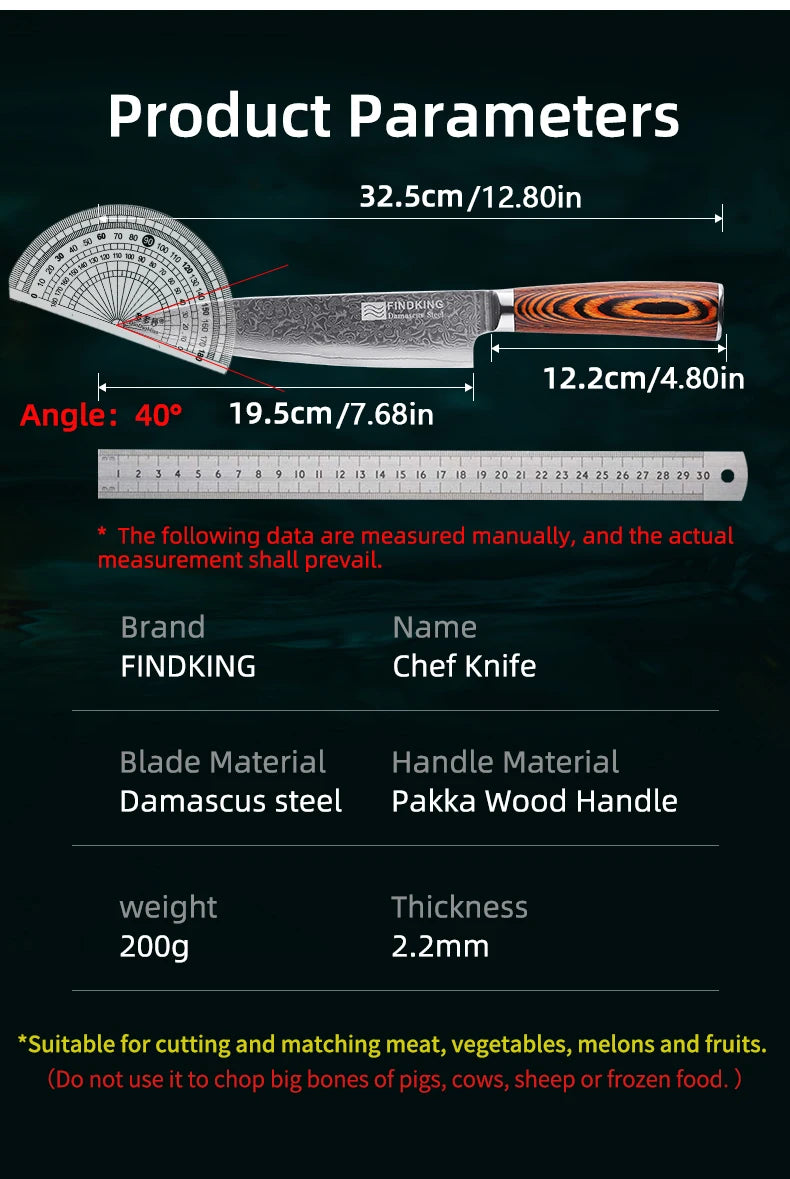 FINDKING New 67 Layers Damascus Steel 8 inch Chef Knife Japanese Knife Environmental Pakka Wood Handle Kitchen Knives