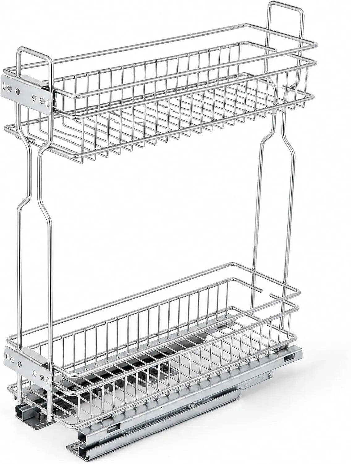 Garvee 2 Tier Pull Out Under Sink Organizer Slide Out Spice Shelves Storage Box Durable Large Capacity Kitchen Bathroom Essential Drawer Organizer