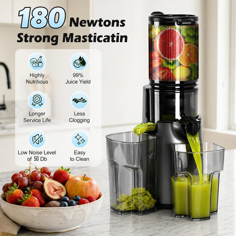 Cold Press Juicer Professional Slow Masticating Cold Press Juicer Kitchen Smoothie Blender Food Mixer Juicer Ice Crusher for Whole Fruits & Vegetables