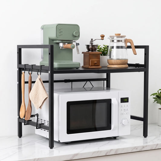Kitchen Storage Rack Microwave Shelf Condiment Organizer Shelf Tableware Storage  Expandable 42-64cm Moisture And Rust