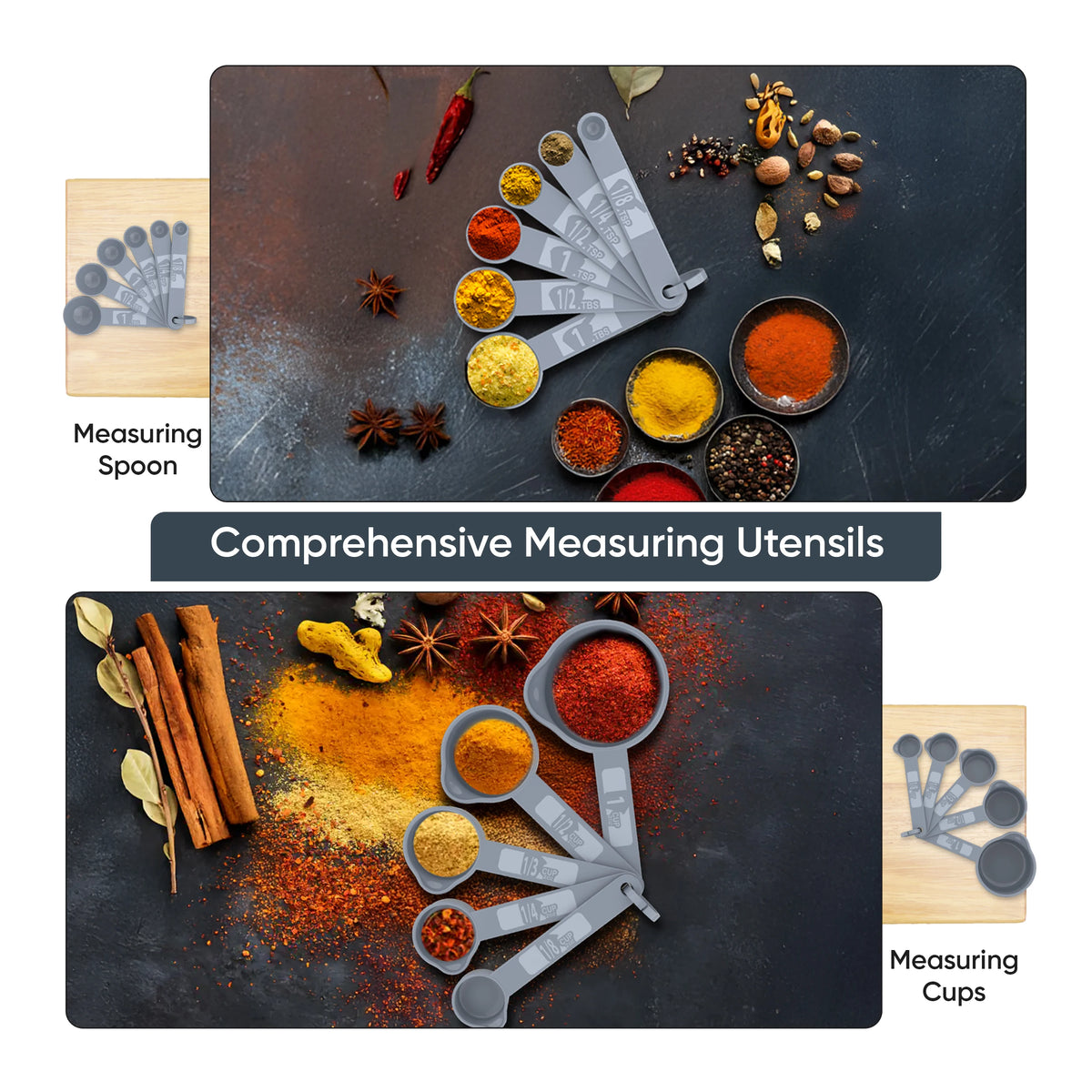 LDC Cooking Utensils Set BPA Free, Food Grade - Heat Resistant Non-Stick Cooking Set with Stainless Steel Handles