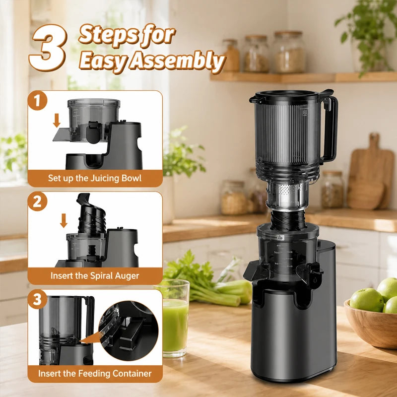 Cold Press Juicer Professional Slow Masticating Cold Press Juicer Kitchen Smoothie Blender Food Mixer Juicer Ice Crusher for Whole Fruits & Vegetables