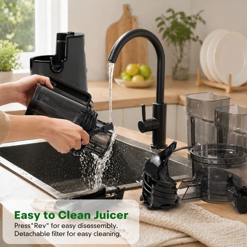 Cold Press Juicer Professional Slow Masticating Cold Press Juicer Kitchen Smoothie Blender Food Mixer Juicer Ice Crusher for Whole Fruits & Vegetables