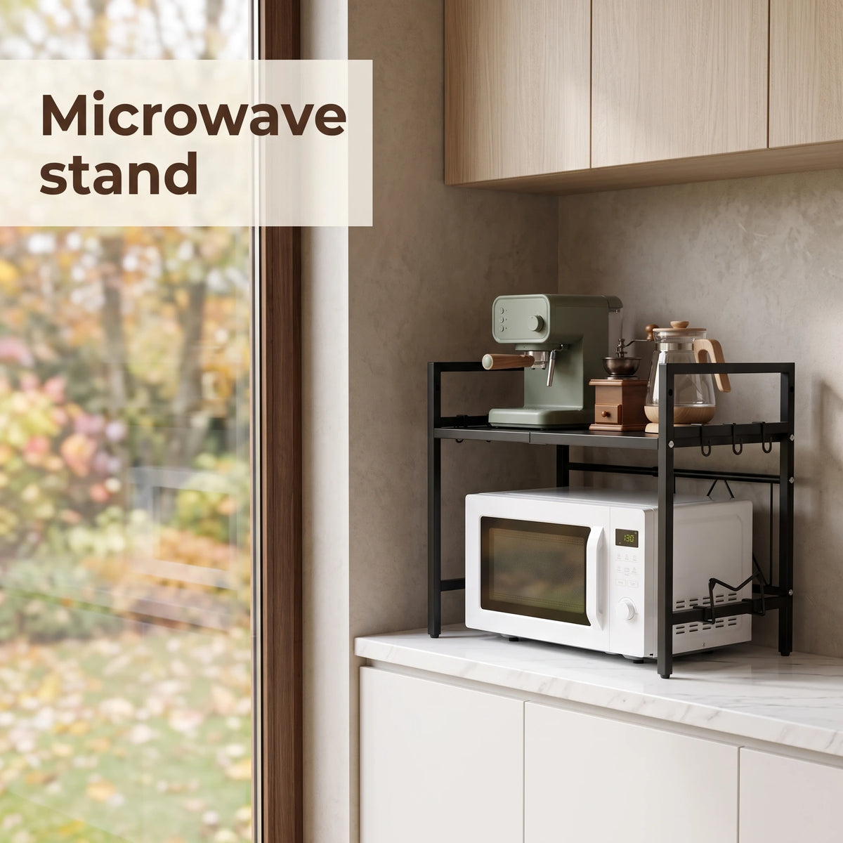 Kitchen Storage Rack Microwave Shelf Condiment Organizer Shelf Tableware Storage  Expandable 42-64cm Moisture And Rust