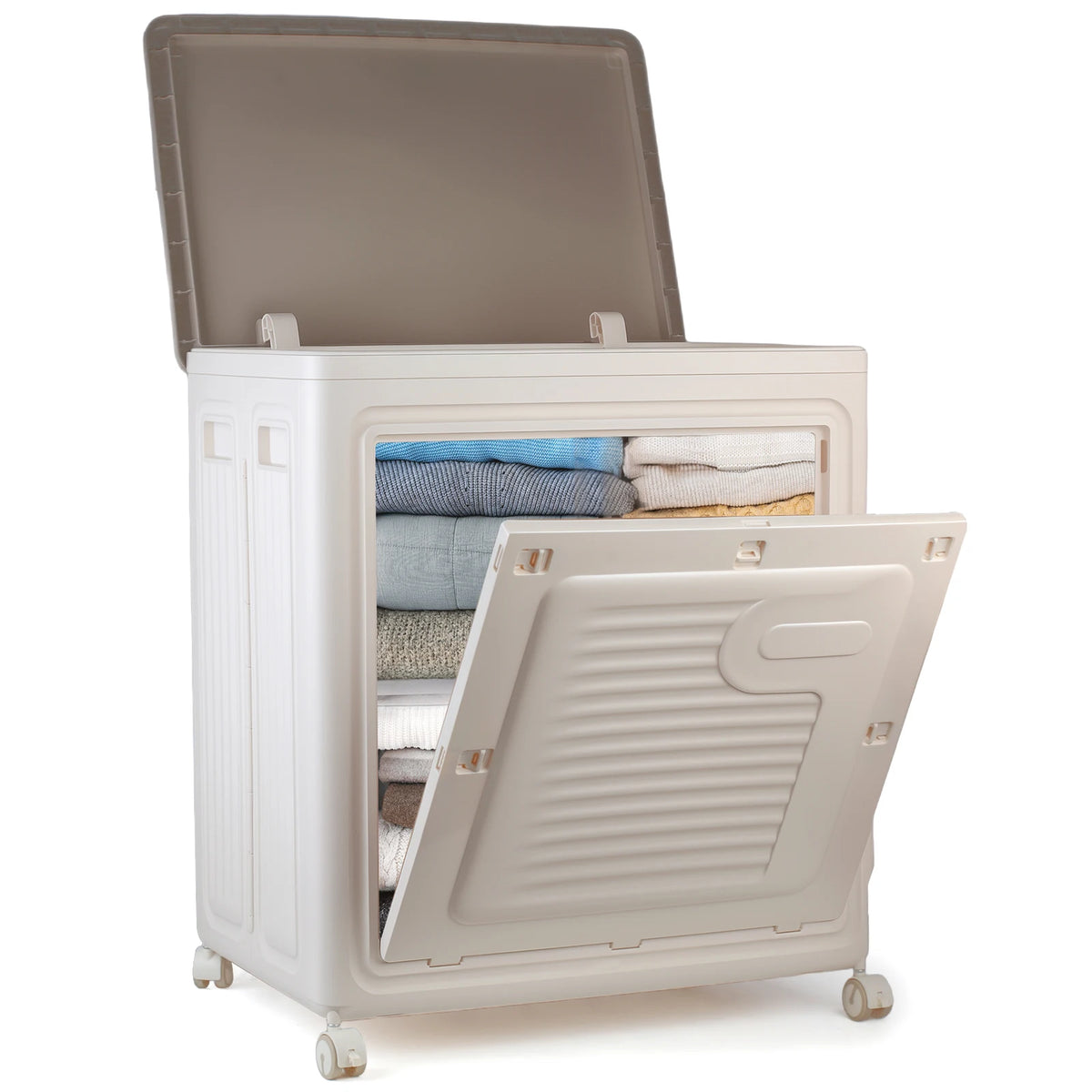 Foldable Storage Box with Wheels – Large Capacity, Dustproof & Multi-Purpose Storage Cabinet, Household Organizer Items