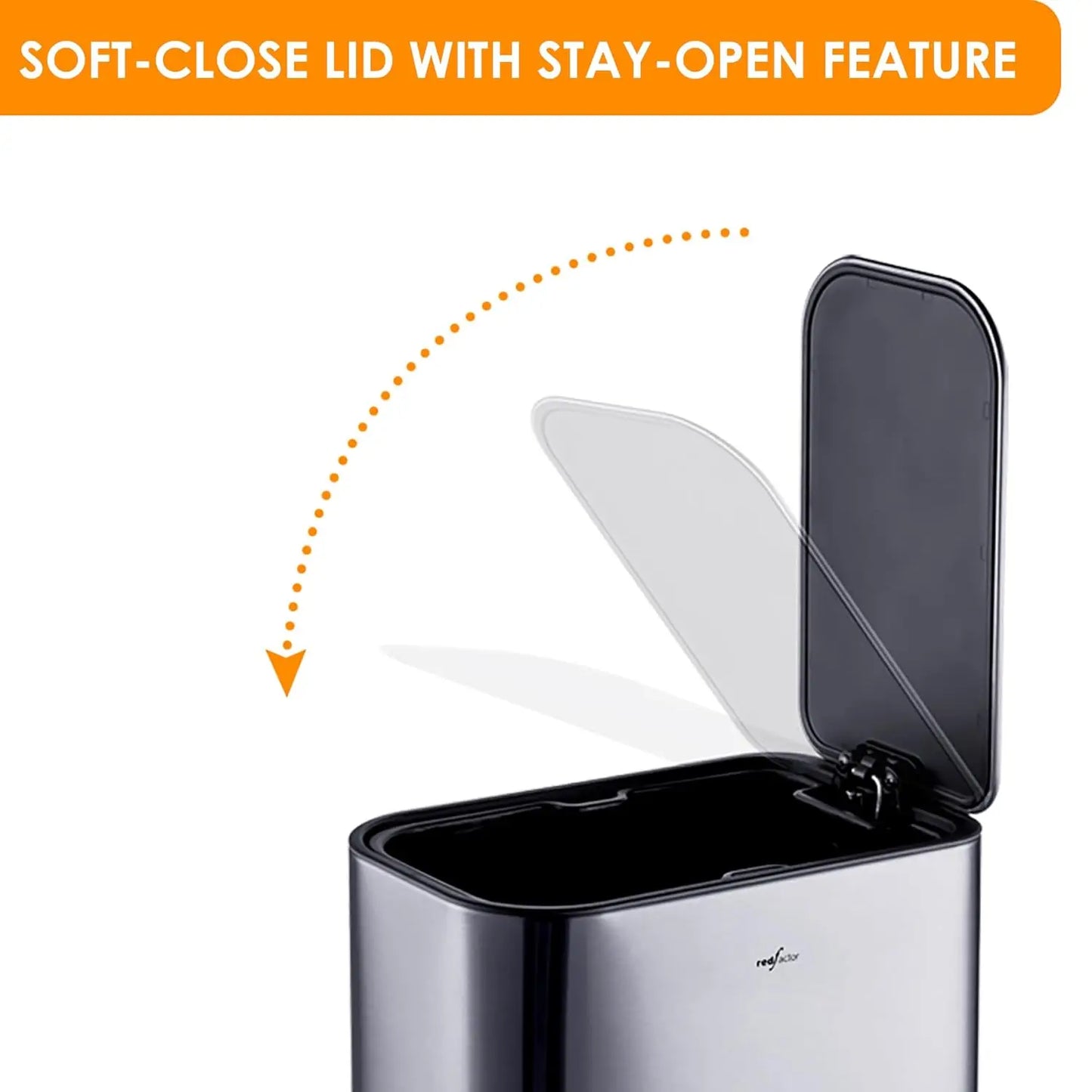 Slim 1.3 Gallon Stainless Steel Pedal Trash Can with Soft Close Lid for Narrow Spaces – Small