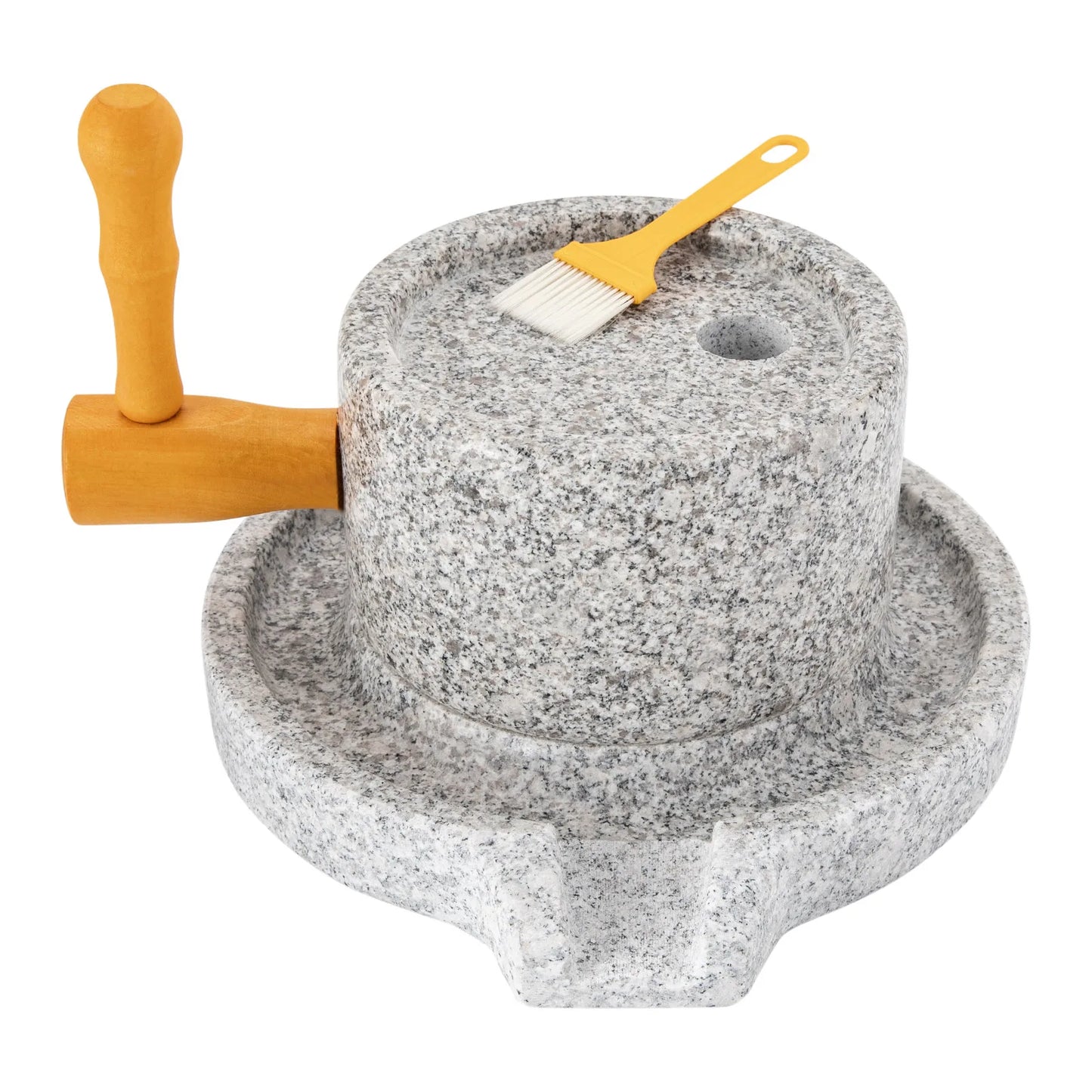 Traditional Granite Millstone Grinder Hand Crank with 304 Stainless Steel Core for Dry Wet Grinding Wheat Soybean Spices
