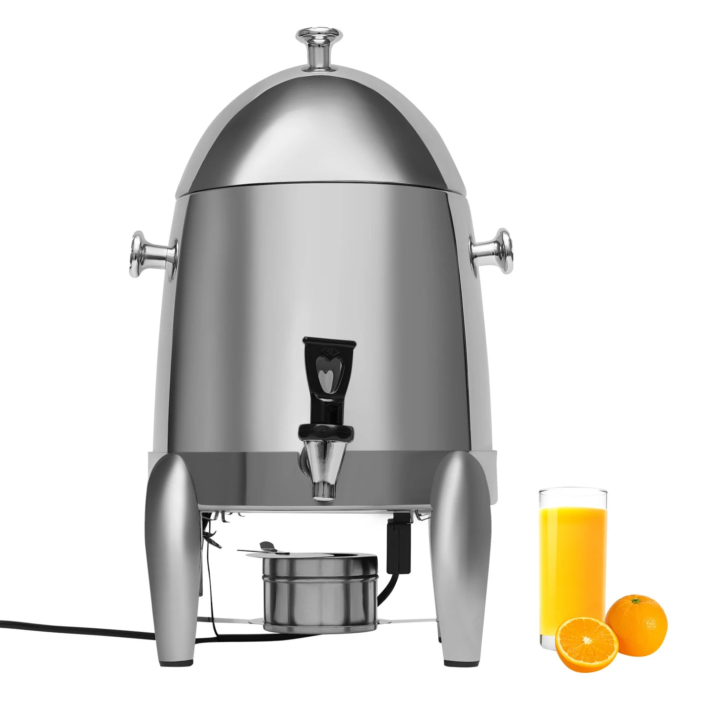 Large Capacity Commercial Beverage Dispenser Stainless Steel Four Leg Base High Temp Resistant Clear PC Body Electric & Outdoor Alcohol Heating Two Ways Keep Hot Or Chilled Ideal For Coffee Milk Tea Juice Home Hotel Catering