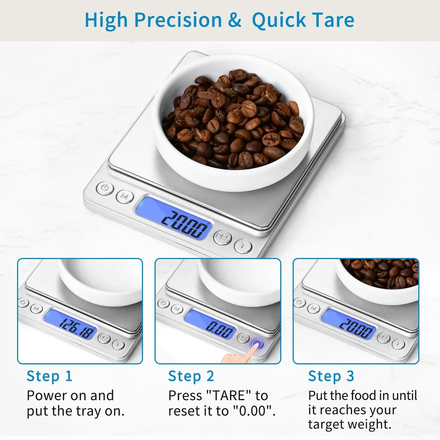 Digital Gram Scale 500g 0.01g Food Scale High Precision Kitchen Scale Multifunctional Stainless Steel Pocket Scale with Back-Lit