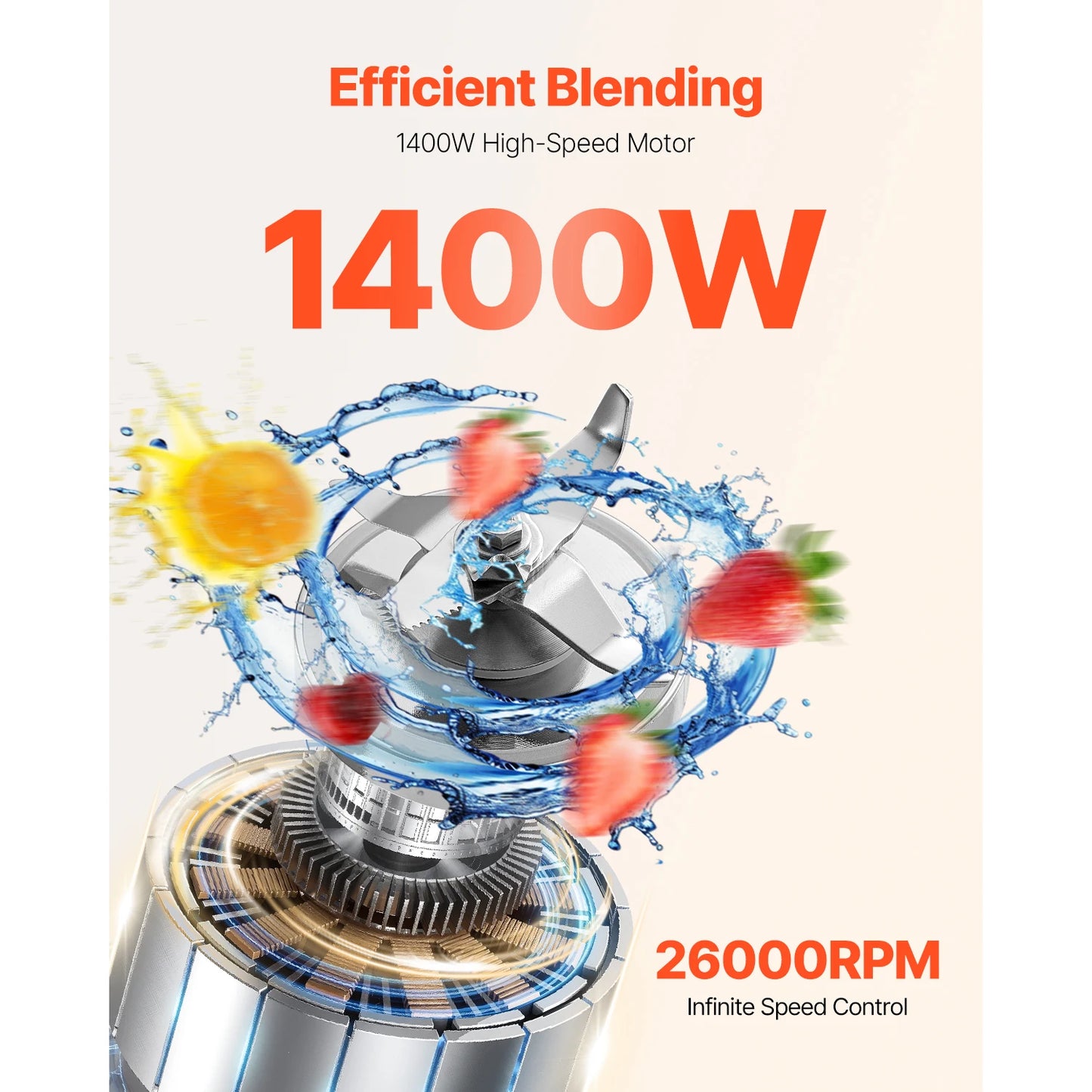 SucceBuy Blender for Smoothies 61oz1400W with Motor Multi-Functional Food Processing Blender for Smoothie Juice Fits for Kitchen