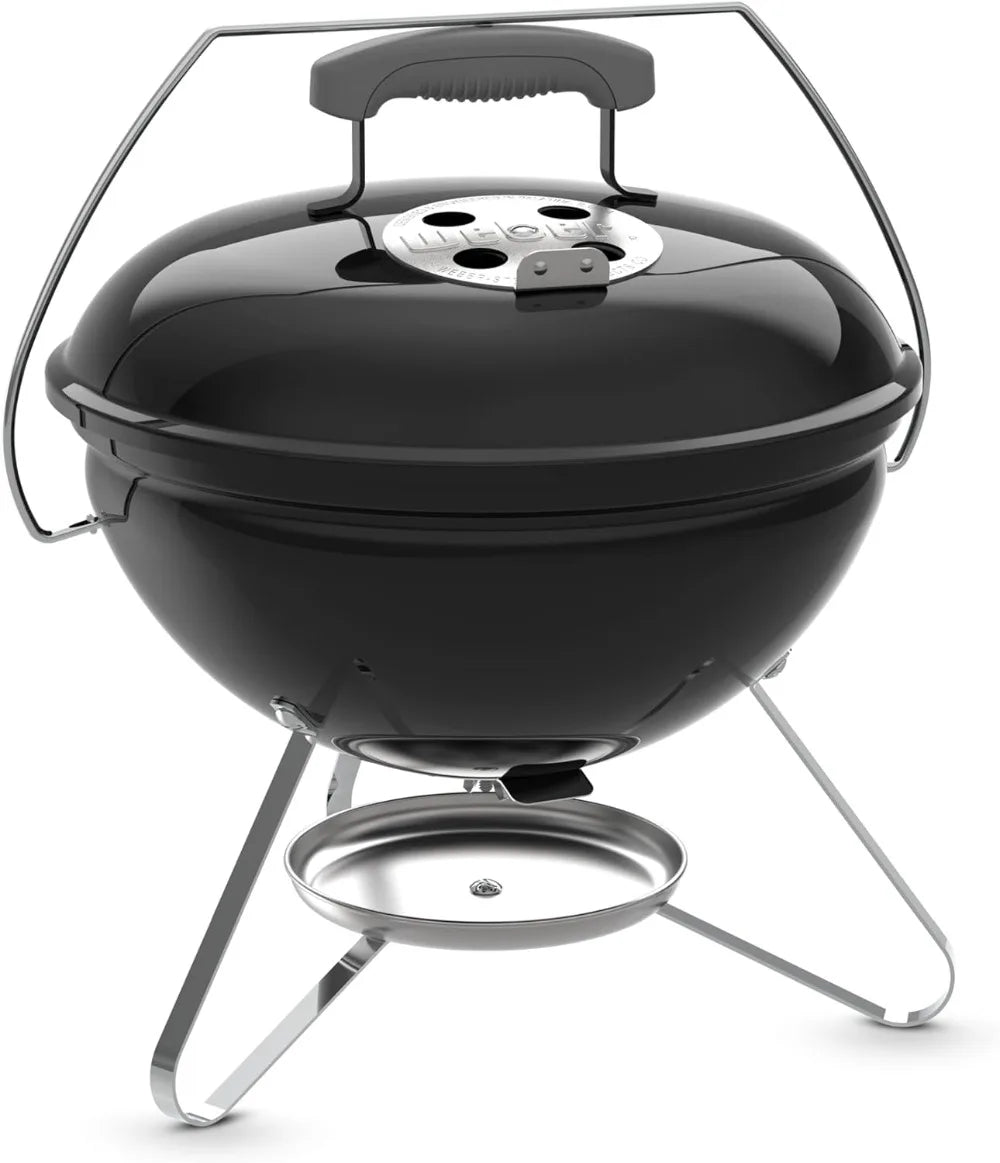 Portable 14" Charcoal Grill – Compact BBQ Kettle with Lid Lock & Porcelain-Enameled Finish for Outdoor Cooking