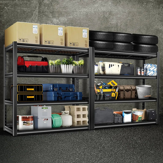 4-Tier Metal Garage Shelves 46x24x72in Adjustable Heavy Duty Steel for Warehouse Workshop Basement, Custom