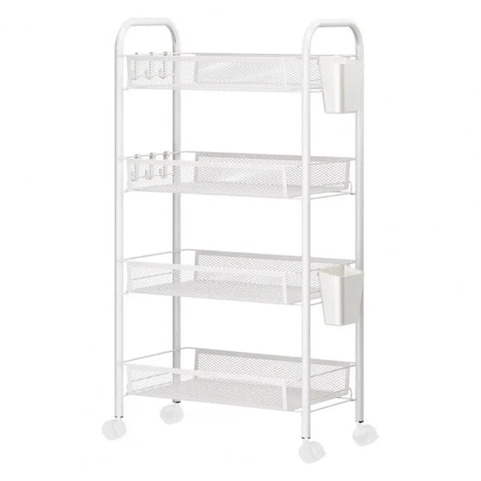 Kitchen Storage Rack, 5 Tier Stackable Metal Mesh Storage Basket with 360 Degree Wheels, Fruit Vegetable Storage Organizer