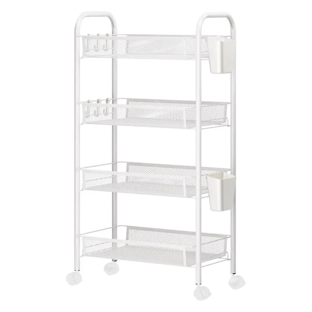 Kitchen Storage Rack, 5 Tier Stackable Metal Mesh Storage Basket with 360 Degree Wheels, Fruit Vegetable Storage Organizer