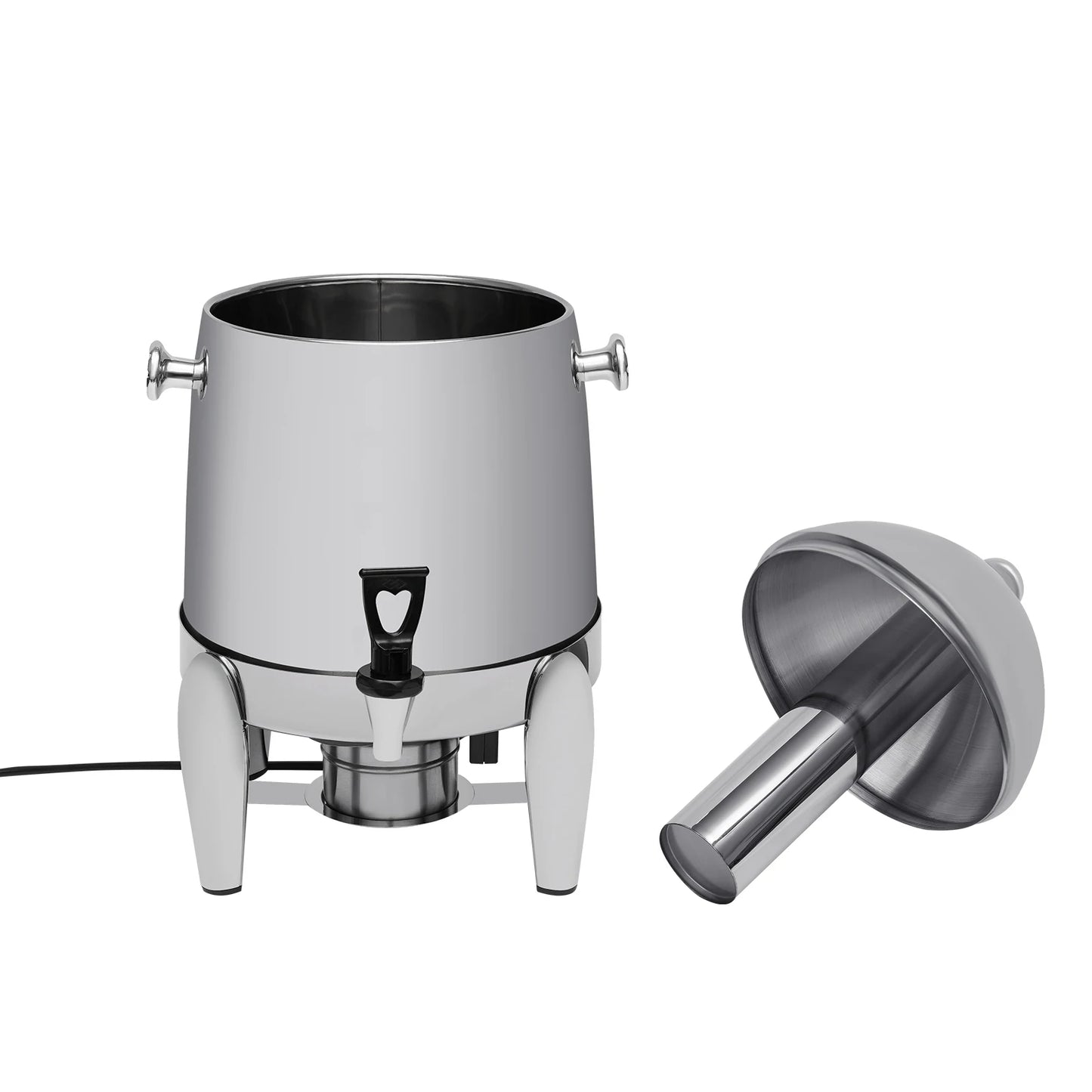Large Capacity Commercial Beverage Dispenser Stainless Steel Four Leg Base High Temp Resistant Clear PC Body Electric & Outdoor Alcohol Heating Two Ways Keep Hot Or Chilled Ideal For Coffee Milk Tea Juice Home Hotel Catering