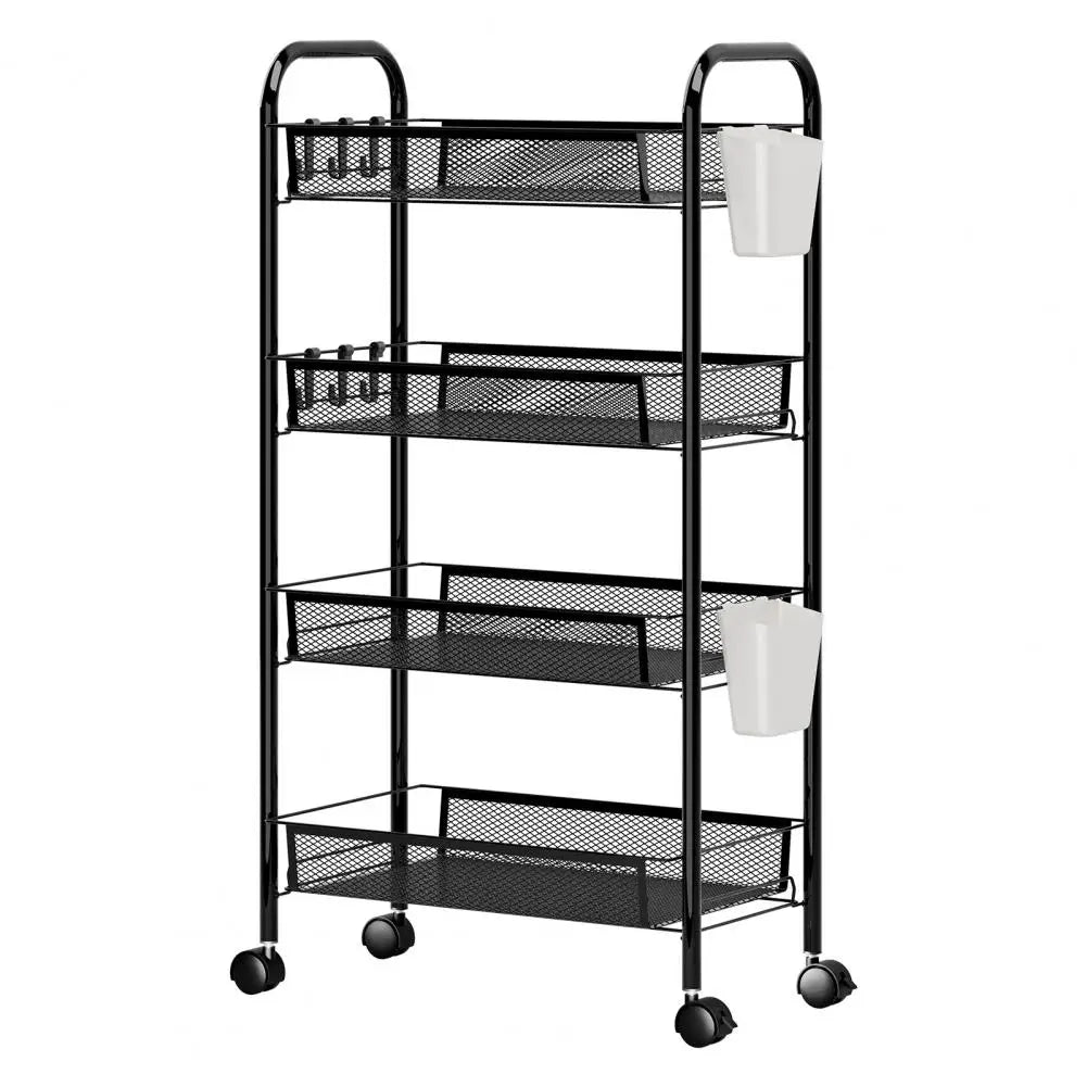 Kitchen Storage Rack, 5 Tier Stackable Metal Mesh Storage Basket with 360 Degree Wheels, Fruit Vegetable Storage Organizer