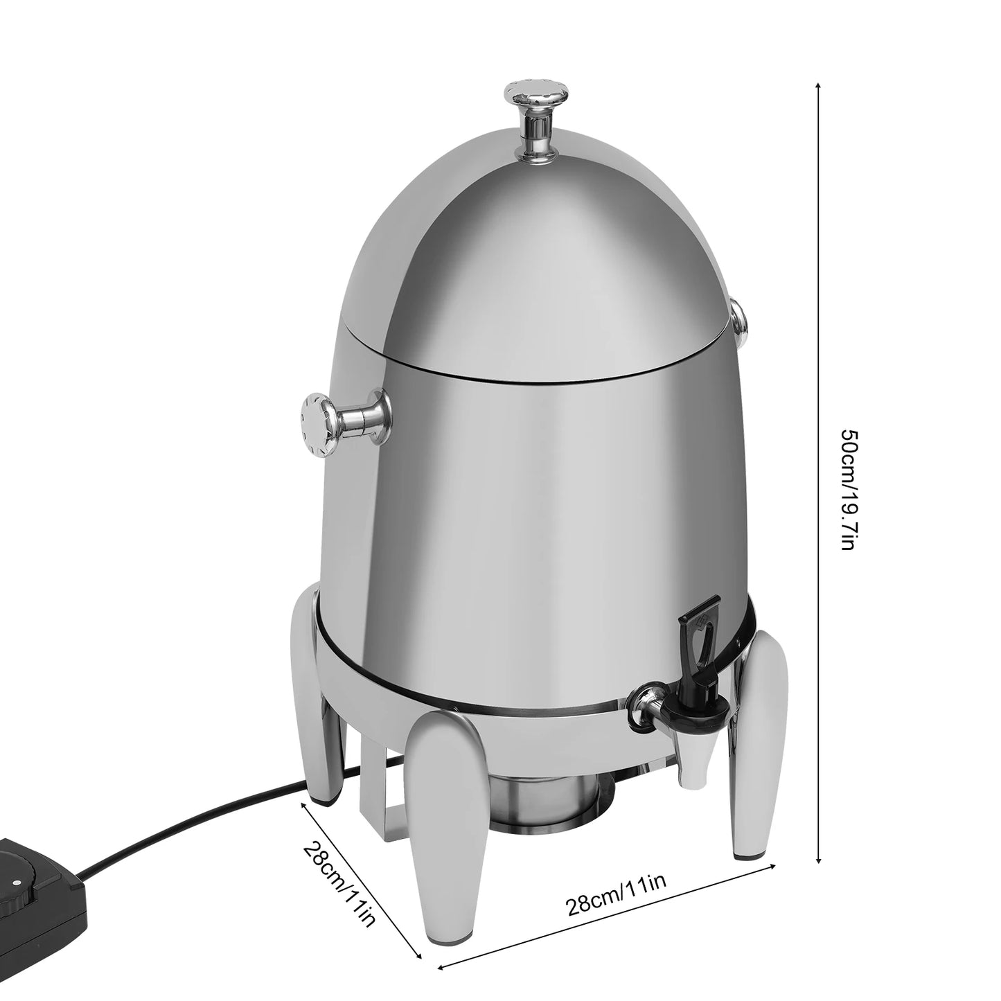 Large Capacity Commercial Beverage Dispenser Stainless Steel Four Leg Base High Temp Resistant Clear PC Body Electric & Outdoor Alcohol Heating Two Ways Keep Hot Or Chilled Ideal For Coffee Milk Tea Juice Home Hotel Catering
