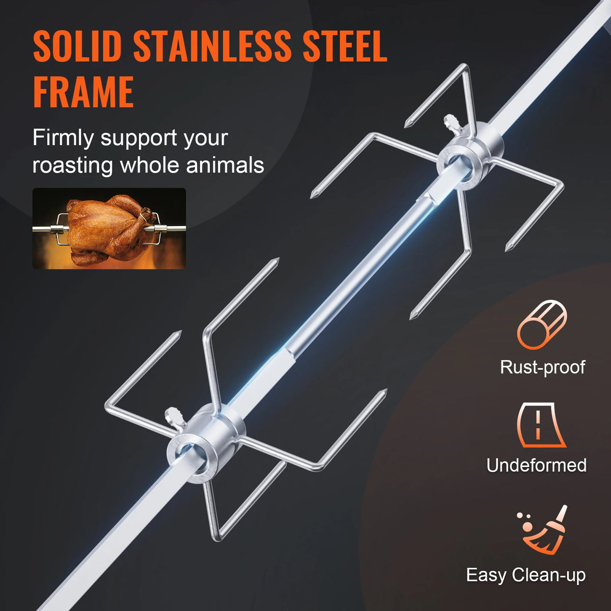 SucceBuy Universal Grill Rotisserie Kit for Grills, Electric BBQ Grill with 9W Motor Stainless Steel Automatic Grilling Kit