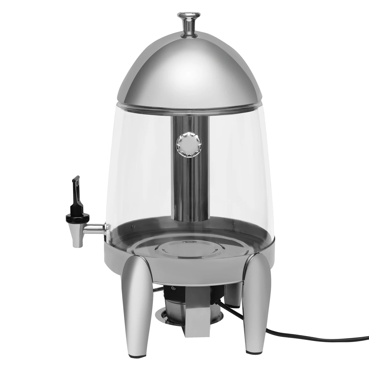 Large Capacity Commercial Beverage Dispenser Stainless Steel Four Leg Base High Temp Resistant Clear PC Body Electric & Outdoor Alcohol Heating Two Ways Keep Hot Or Chilled Ideal For Coffee Milk Tea Juice Home Hotel Catering