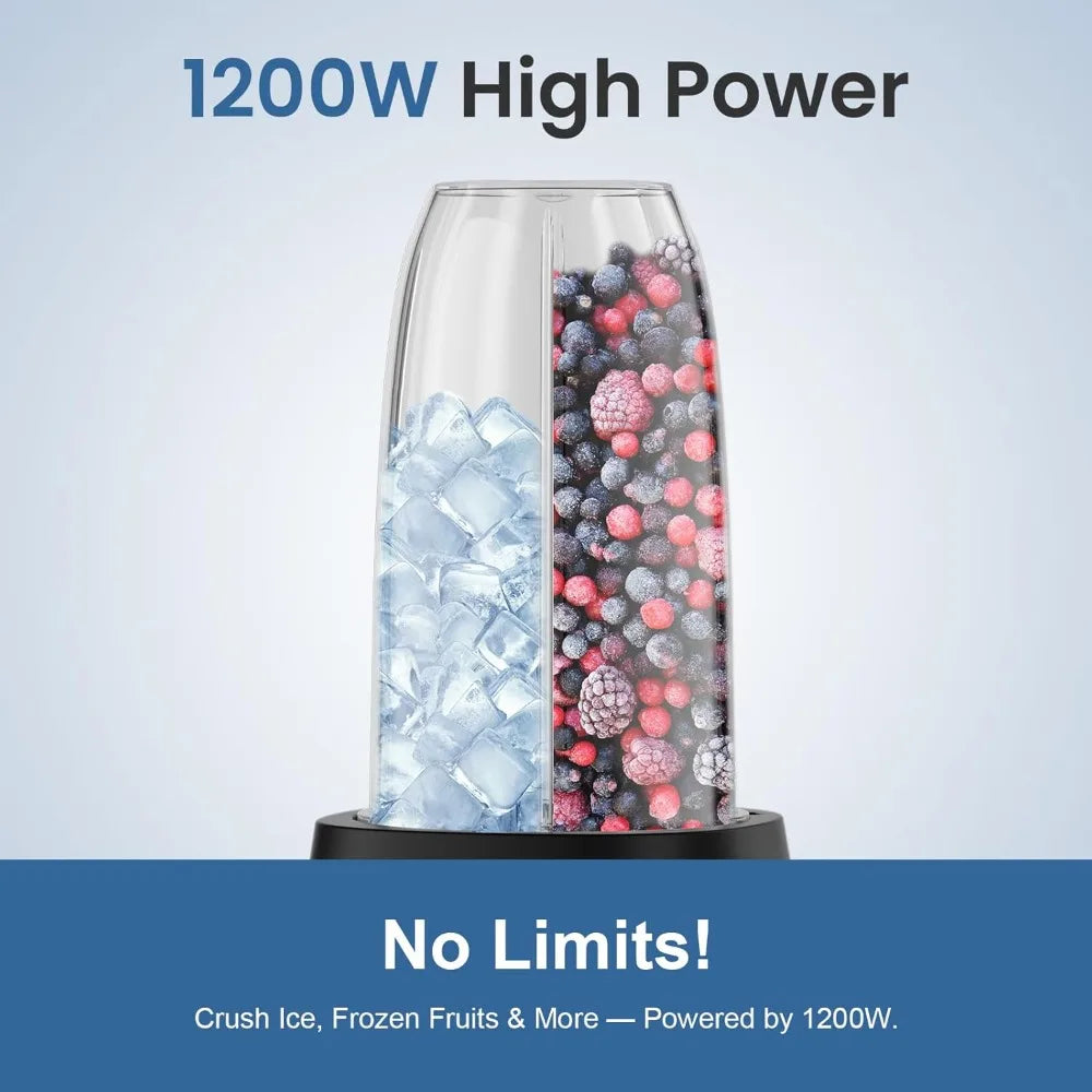 12-Piece Smoothie Blender Maker 25,000 RPM Personal Blender for Ice Crushing Smoothies & Frozen Drinks with 23oz, 32oz, 37oz Portable Cups, Two 6-Leaf Stainless Steel Blades