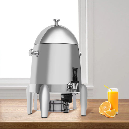 Large Capacity Commercial Beverage Dispenser Stainless Steel Four Leg Base High Temp Resistant Clear PC Body Electric & Outdoor Alcohol Heating Two Ways Keep Hot Or Chilled Ideal For Coffee Milk Tea Juice Home Hotel Catering