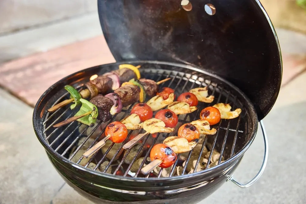 Portable 14" Charcoal Grill – Compact BBQ Kettle with Lid Lock & Porcelain-Enameled Finish for Outdoor Cooking