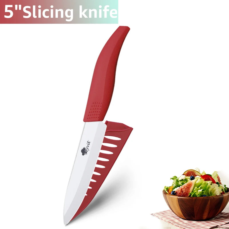 Ceramic Knives Set Kitchen knives 3 4 5 6 inch Chef knife +peeler with holder white zirconia blade Multi-color Handle