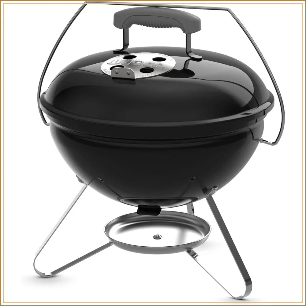 Portable 14" Charcoal Grill – Compact BBQ Kettle with Lid Lock & Porcelain-Enameled Finish for Outdoor Cooking