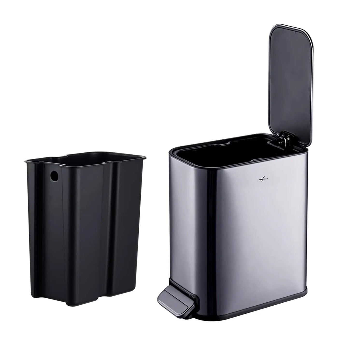 Slim 1.3 Gallon Stainless Steel Pedal Trash Can with Soft Close Lid for Narrow Spaces – Small