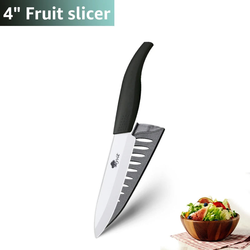 Ceramic Knives Set Kitchen knives 3 4 5 6 inch Chef knife +peeler with holder white zirconia blade Multi-color Handle