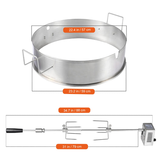 SucceBuy Universal Grill Rotisserie Kit for Grills, Electric BBQ Grill with 9W Motor Stainless Steel Automatic Grilling Kit