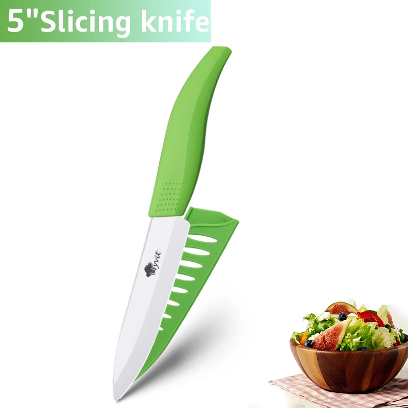 Ceramic Knives Set Kitchen knives 3 4 5 6 inch Chef knife +peeler with holder white zirconia blade Multi-color Handle