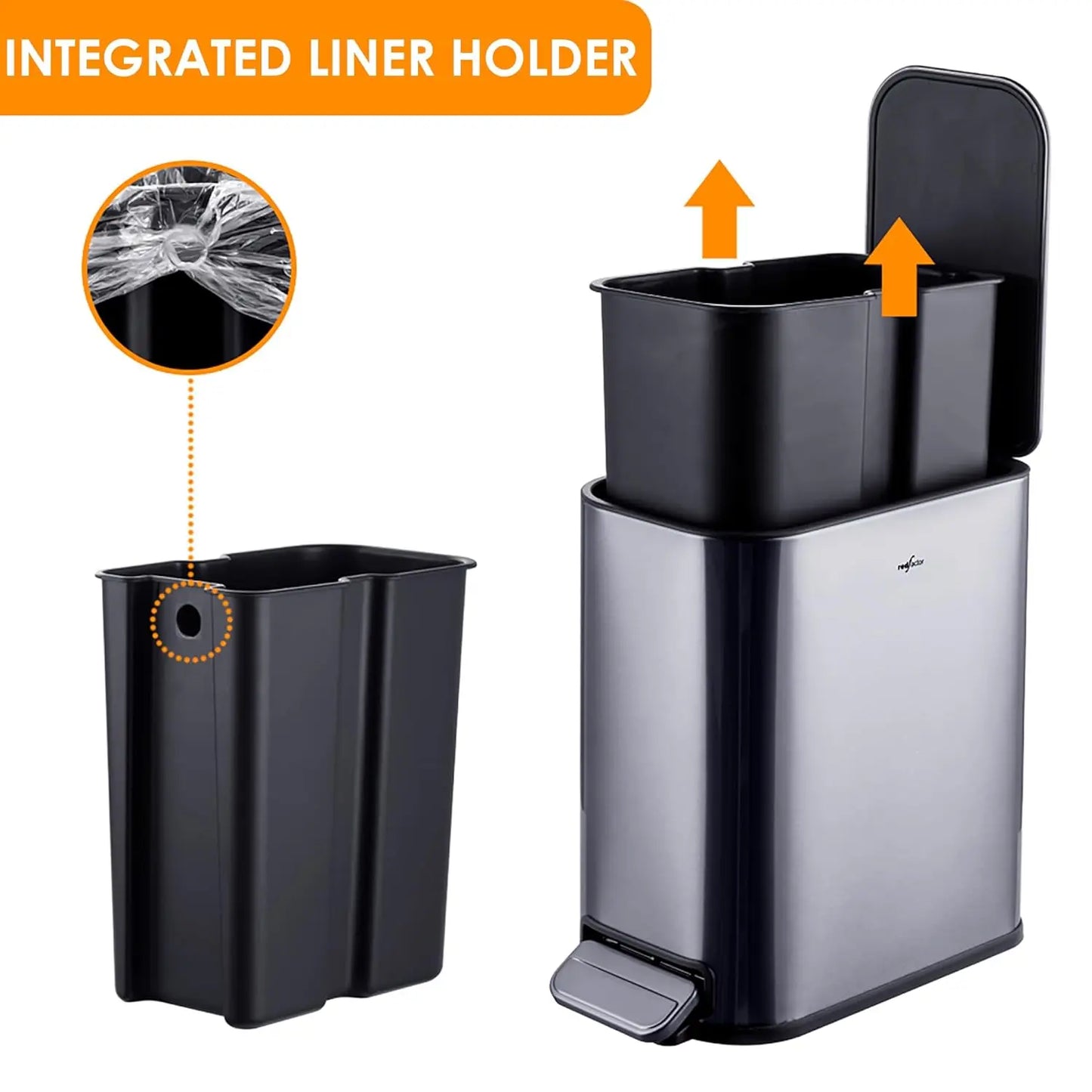 Slim 1.3 Gallon Stainless Steel Pedal Trash Can with Soft Close Lid for Narrow Spaces – Small