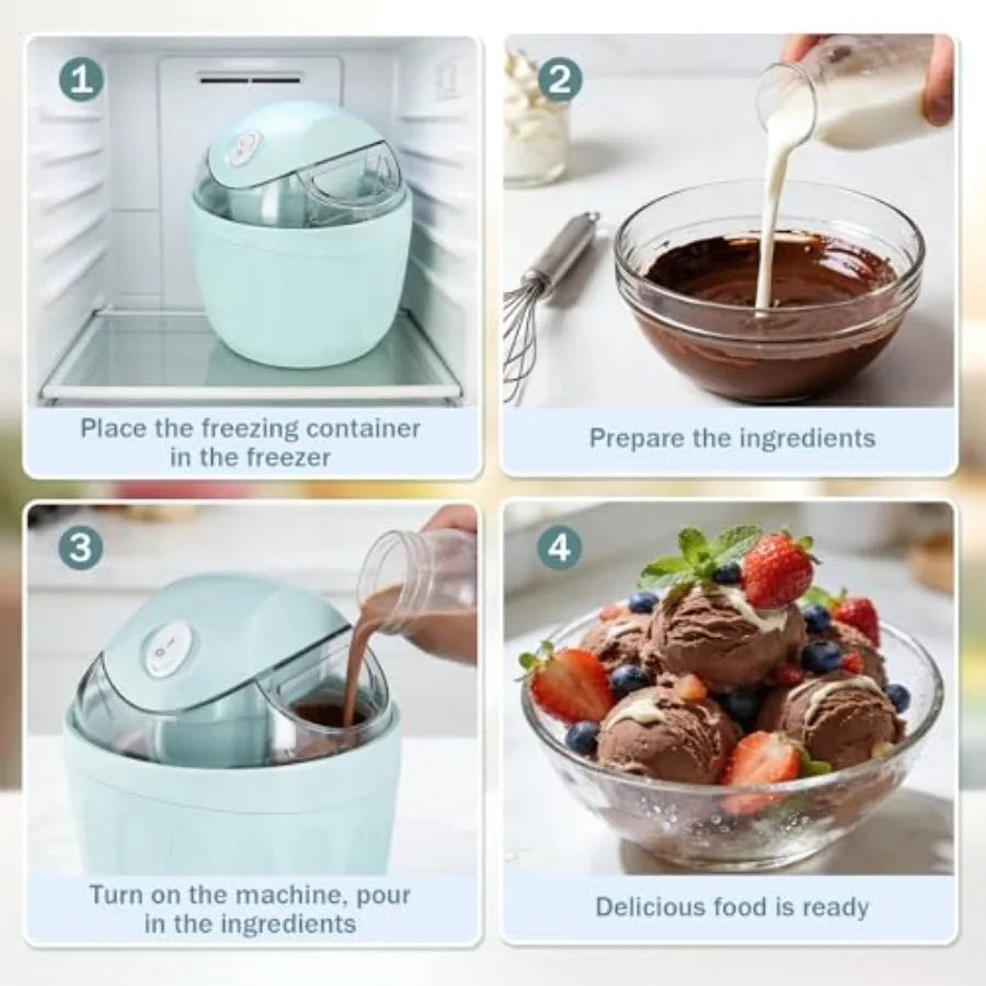 Mini ice Cream Maker, 2026 New DIY Mini Ice Cream Maker, One-Touch Dessert Maker, Single Serving of Gelato, Frozen Yogurt, Comp